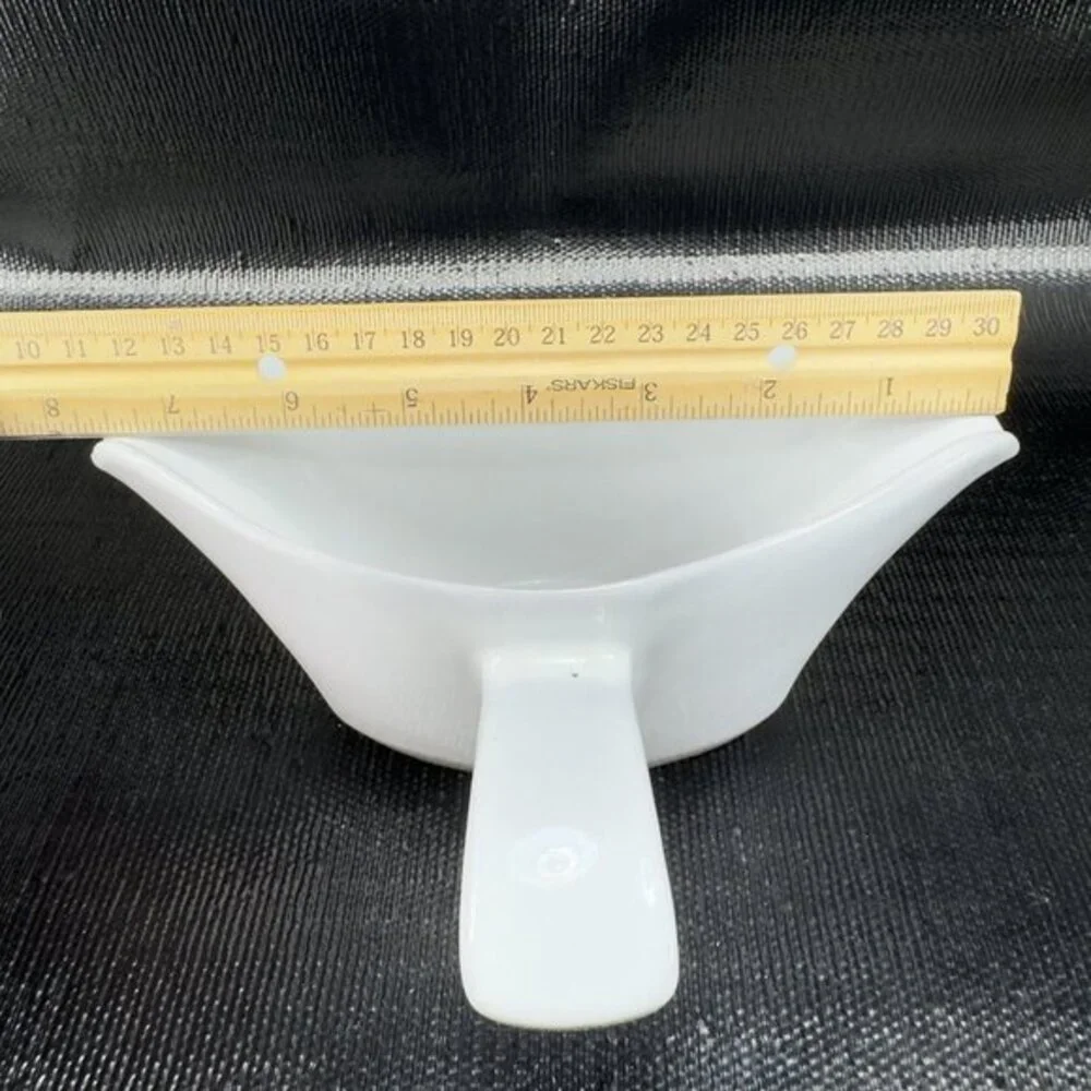 Vintage Frankoma‎ Double Sided Gravy Boat White Pottery Stoneware Container VTG